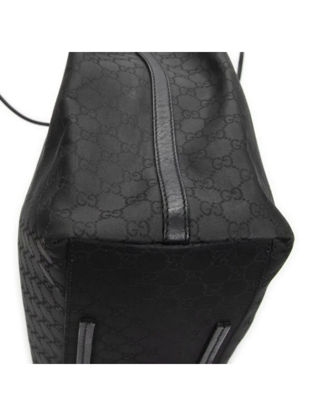 Gucci Drawstring Vertical Tote Black GG Nylon Canvas